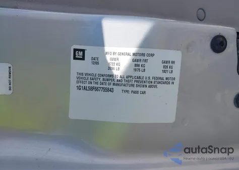 2006 Chevrolet Cobalt Lt из США, поврежденный, VIN 1G1AL58F667755843